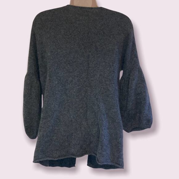 Velvet by Graham & Spencer Gray Cashmere Tie Cardigan with Glitter Lapels- Small - Picture 4 of 13